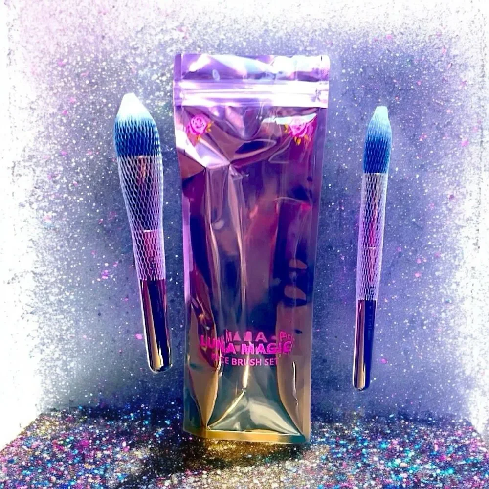 Luna Magic Face Brush Set - 2 Piece - Glow Up And Blend The Rules NIP